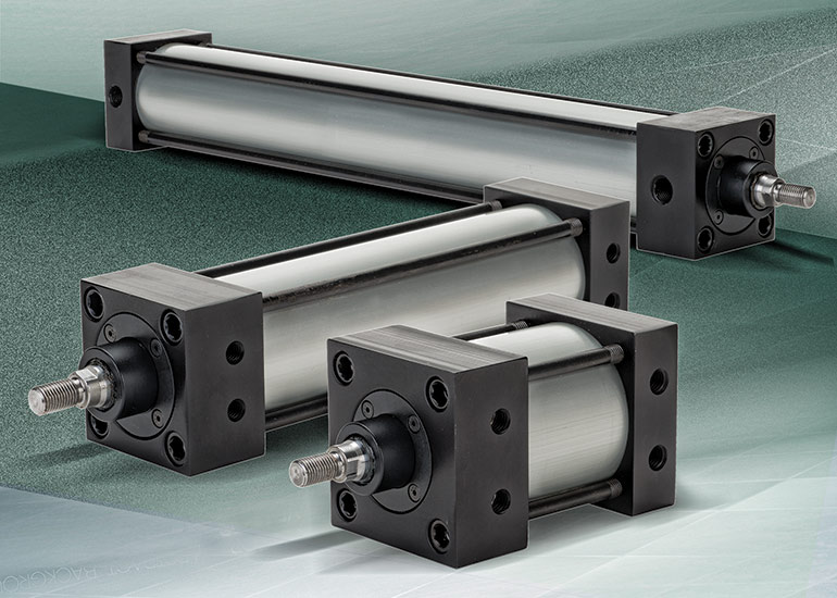 D2-Series double-acting, NFPA heavy-duty tie rod air cylinders are for use where abusive conditions exist. Image courtesy of AutomationDirect