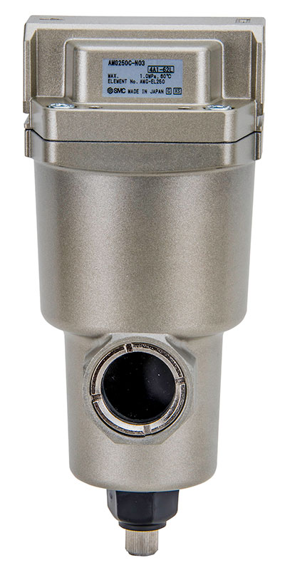 AMG water removal filter from SMC removes water droplets up to a 99% water removal rate. 