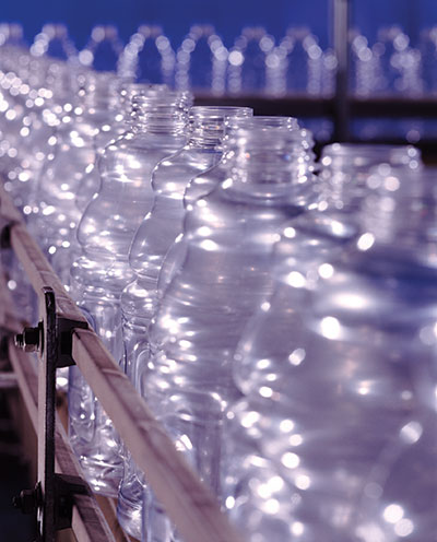 Pulsed air can be used for blowoff in many bottling applications, allowing for energy-efficient removal of particulates. Image courtesy of Parker Hannifin