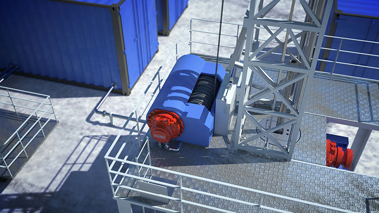 Compact hydraulic drives are ideal for winches, cranes and other offshore equipment that face tight weight and space constraints. | courtsey of Bosch Rexroth
