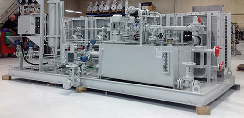 This lubricating oil system for the oil and gas industry is much larger and complex than a hydraulic fluid reservoir. Photo courtesy of RHM Flodraulic Group